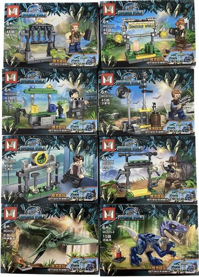 Imagem de Kit com 8 Lego Dinossauros Barato - 307 peças - Coleção completa Jurassic World