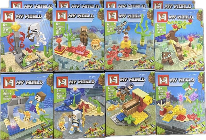 Imagem de  Kit Com 8 Lego Minecraft Barato - 313 peças - Coleção Completa Fundo do Mar MG321