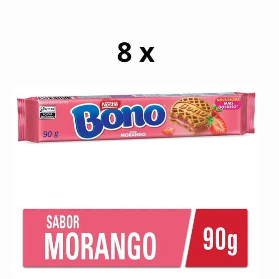 Imagem de Kit Com 8 Pacotes De Biscoito Bono Morango 90G Nestlé