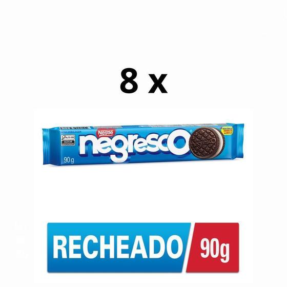 Imagem de Kit Com 8 Pacotes De Biscoito Negresco Recheado 90G Nestlé