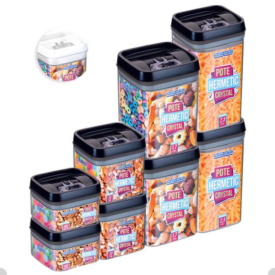 Imagem de Kit Com 8 Potes Herméticos De Acrílico Porta Mantimentos