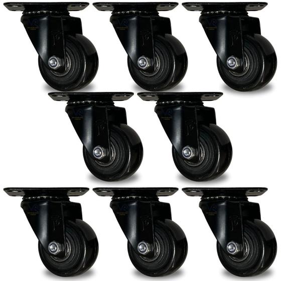 Imagem de Kit com 8 Rodinhas Reforçada 50mm Rodizio Giratorio 280kg Moveis