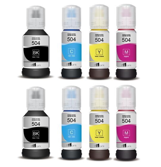 Kit com 8 Tinta 504 L110 L455 T504120 L1300 L455 L4260 Menor preço em Kit com 8 Tinta 504 L110 L455 T504120 L1300 L455 L4260