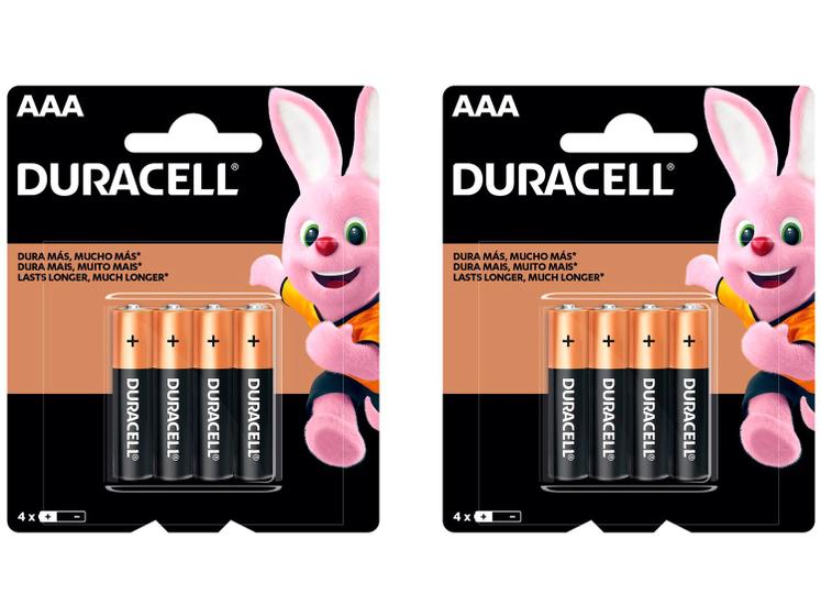 Kit com 8 Unidades de Pilha Alcalina AAA Duracell Menor preço em Kit com 8 Unidades de Pilha Alcalina AAA Duracell