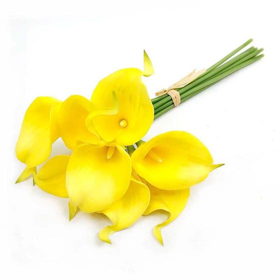 Imagem de Kit Com 9 Flores Artificiais Amarelo Copos De Leite