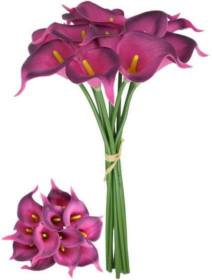 Imagem de Kit com 9 flores artificiais Cor Purpura Copos de Leite