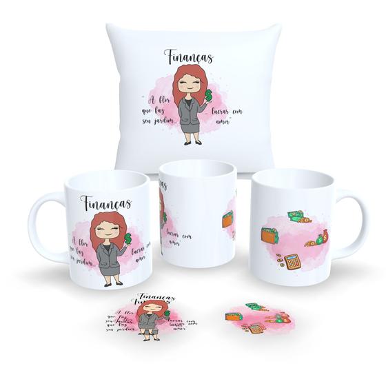 Imagem de Kit Com Almofada 30x30cm e Caneca de Porcelana Profissões Fofas 2