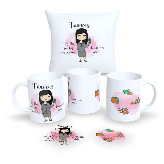 Imagem de Kit Com Almofada 30x30cm e Caneca de Porcelana Profissões Fofas 2