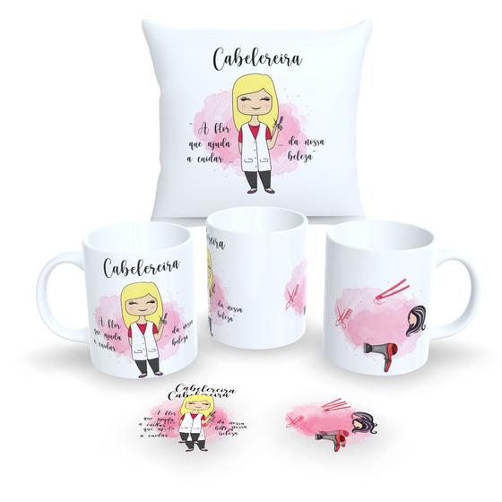 Imagem de Kit Com Almofada 30x30cm e Caneca de Porcelana Profissões Fofas