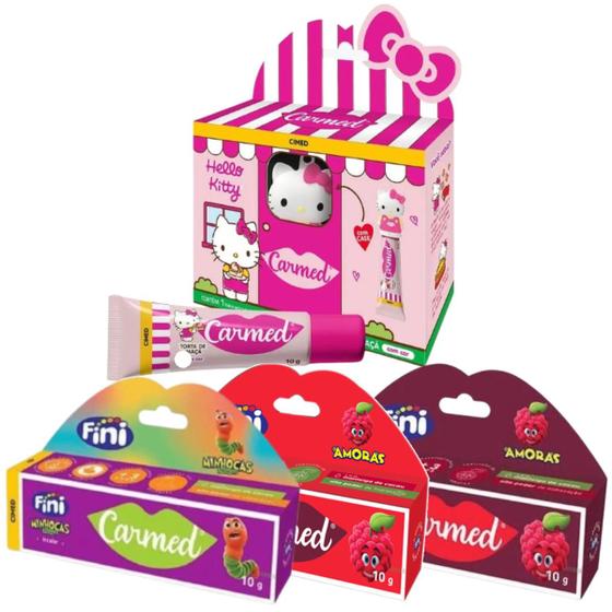 Imagem de Kit com Carmed Hello Kitty, Amora, Amora Intensa e Minhoca