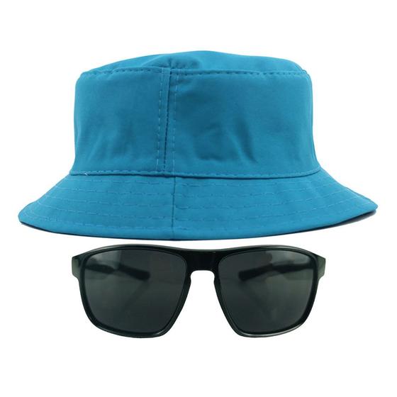 Imagem de Kit Com Chapéu Bucket, Óculos de Sol Piloto Com Armação de Metal Com Proteção Uv400 MODELO