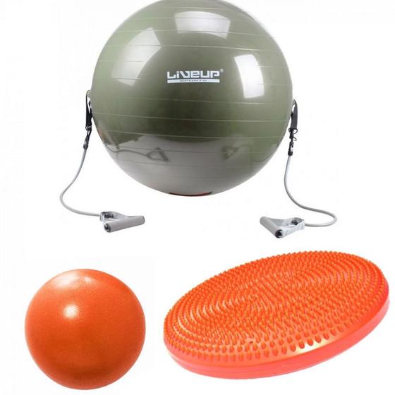 Imagem de Kit com Disco de Equilibrio + Bola 65 Cm com Extensor + Over Ball 25 Cm  Liveup Sports 