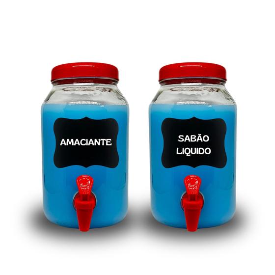 Imagem de Kit com dois recipientes de vidro capacidade de 3 litros na cor branca para lavanderia