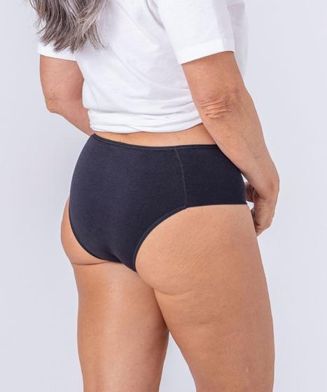 Imagem de Kit com duas calcinhas altas, de cotton, com laterais largas e duplas