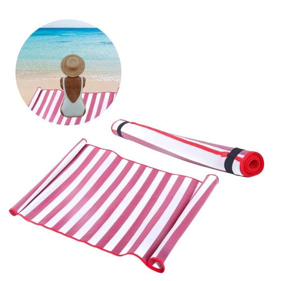 Imagem de Kit com Duas Esteira Praia Rolo com Alca Bel Listrada Vermelha