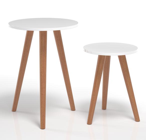 Imagem de Kit Com Duas Mesinhas Com Tampo  Em MDF Branco Brilhante