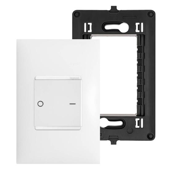 Imagem de Kit Com Interruptor Tecla Duplo Simples Com Placa e Suporte 4x2 Legrand PIAL Plus+