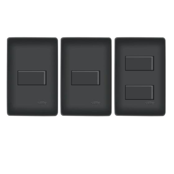 Imagem de Kit Com Interruptores Paralelo Preto Habitat Black - Fame
