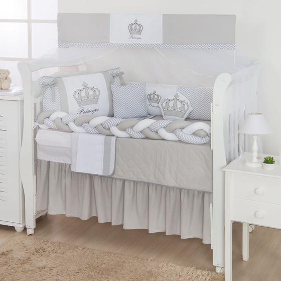 Imagem de Kit com lateral e trança coroa cor cinza com branco