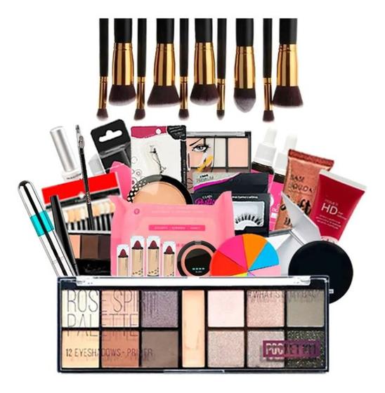 Imagem de Kit Com Maquiagem Completa Profissional Kit Pinceis IG85-1