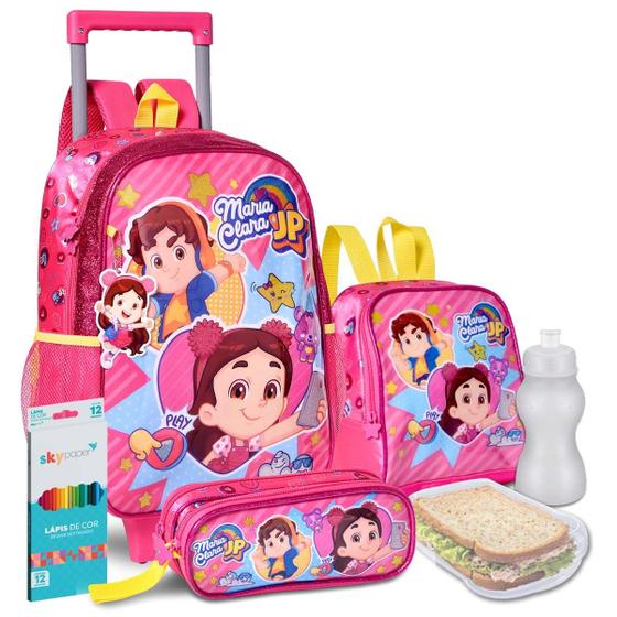 Imagem de Kit com Mochila Lancheira Estojo Maria Clara e JP Escolar Juvenil