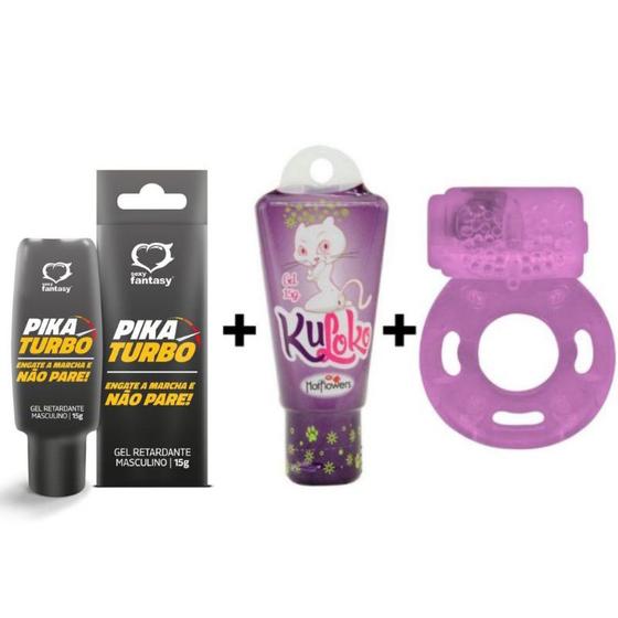Kit com Retardante Masculino + Excitante Anal KuLoko + Anel Peniano com
