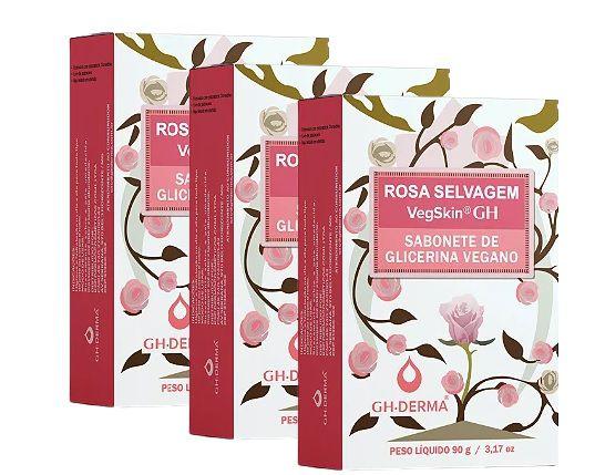 Imagem de Kit com sabonetes de glicerina vegano rosa selvagem gh / kit com 3 unidades