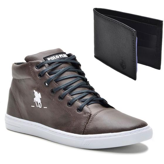 Imagem de Kit Com Um Tênis Casual Costura Reforçada Polo Plus E Uma Carteira Simples