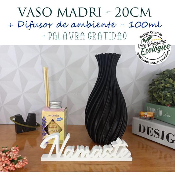 Imagem de Kit com Vaso Decorativo + Difusor de Vareta + Palavra NAMASTÊ - Decoração de interiores, sala, quarto, banheiros, arranj