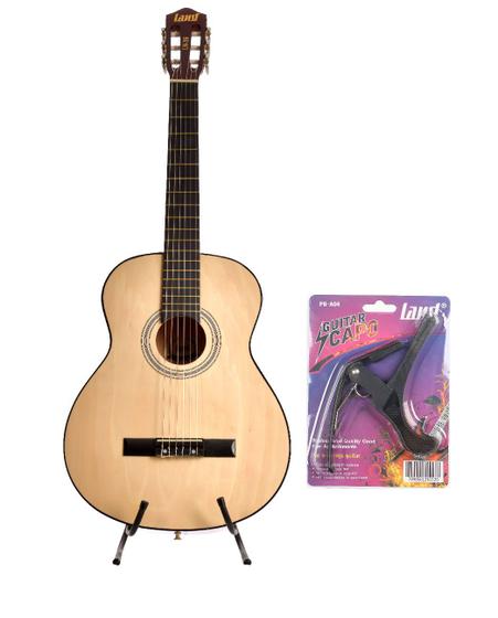 Imagem de Kit com violão land acustico nylon natural ln-39 na   capo traste pba04