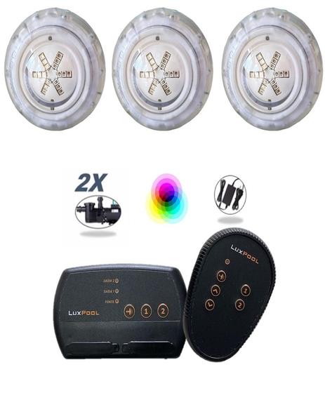 Imagem de Kit Comando Rgb 2 Saídas Auxiliares + 3 Led 9W P Piscina