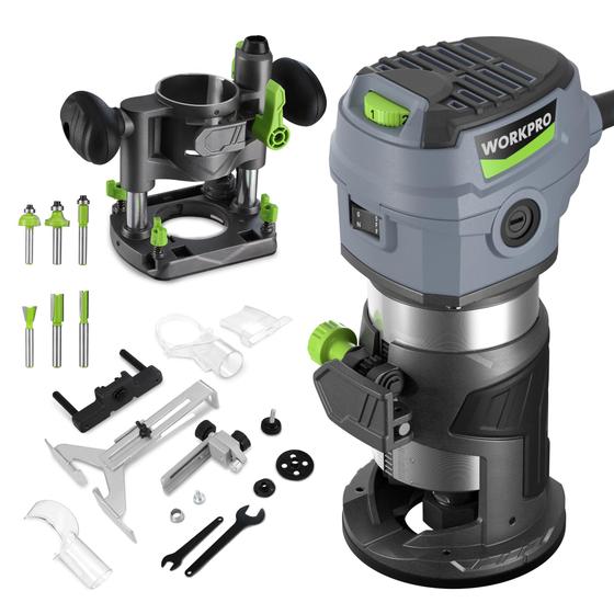 Imagem de Kit combinado de roteador WORKPRO Compact 6.5A com base fixa e de imersão