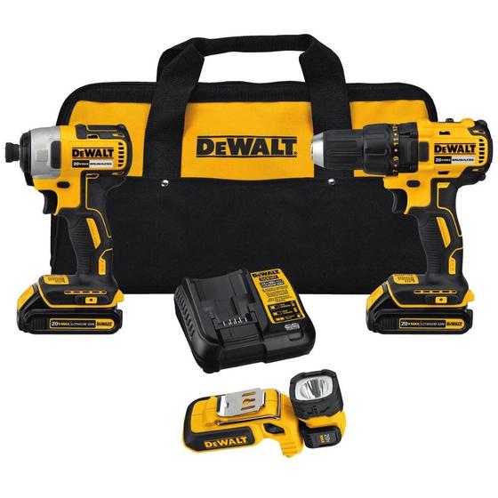 Imagem de Kit combinado DEWALT Drill/Driver and Light 20V com 2 baterias