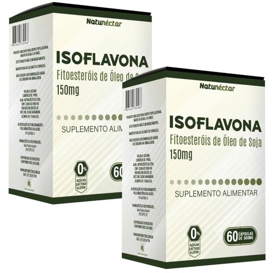 Imagem de Kit Combo 02 UND Isoflavona 150mg 120 cápsulas Fitoesteróides de Óleo de Soja Natunéctar