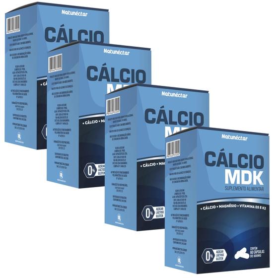 Imagem de Kit Combo 04 UND Cálcio MDK 600mg Magnésio Vitamina D  K2 240 Cápsulas Suplemento Alimentar  Natunéctar