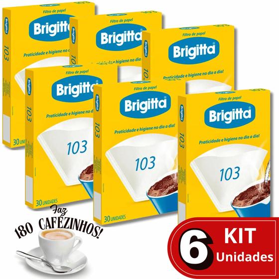 Imagem de KIT COMBO 06 UND  Filtro de Papel para Café N 103 Grande Caixa com 30 Unidades Brigitta