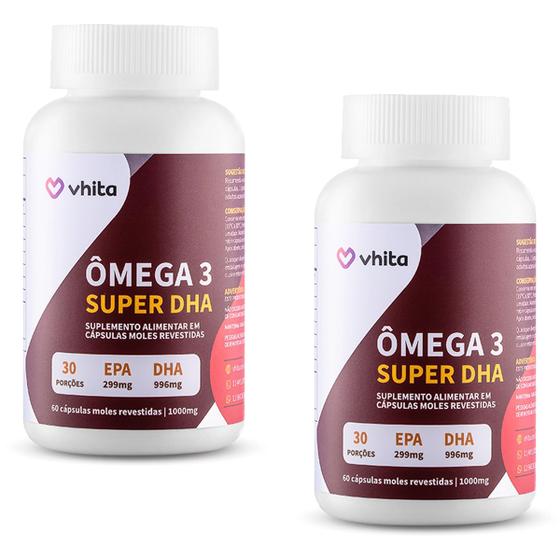 Kit / Combo 2x Ômega 3 Super DHA Vhita TG 1000mg para o cérebro 60