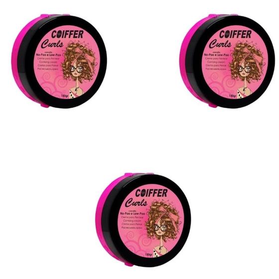 Imagem de kit combo 3 unidades creme de pentear curls coiffer 150g