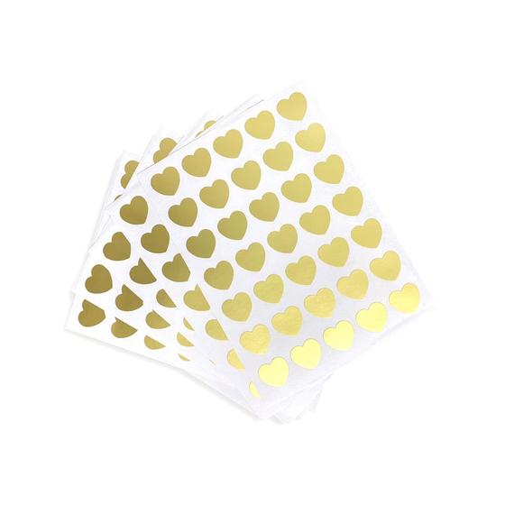 Imagem de Kit Combo 350 Adesivos Coração Dourado Metalizado para presentes, envelopes, cartas, saquinhos ou enfeite