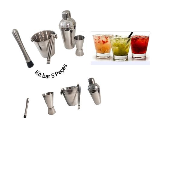 Imagem de Kit  Combo Bar Barman Inox 5 Itens Drink Batidas Caipirinha