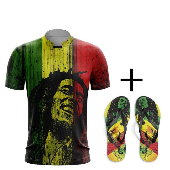 Imagem de Kit Combo Camisa Bob Marley Jamaica + Chinelo Da Quebrada