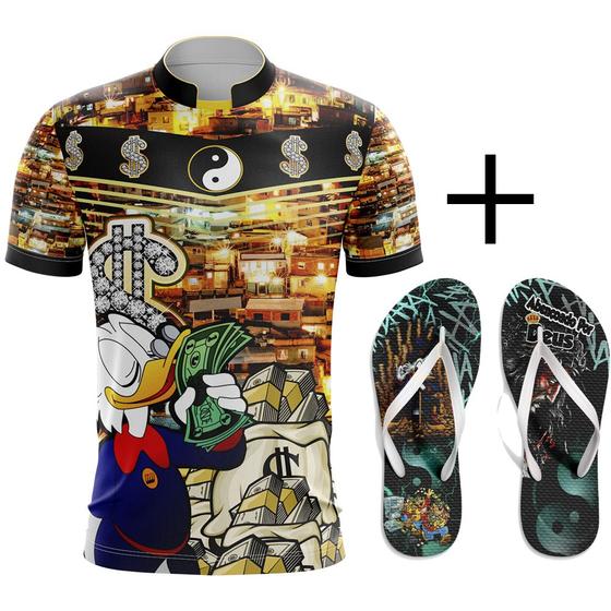 Imagem de Kit Combo Camisa Tio Patinhas Notas 100+ Chinelo Da Quebrada