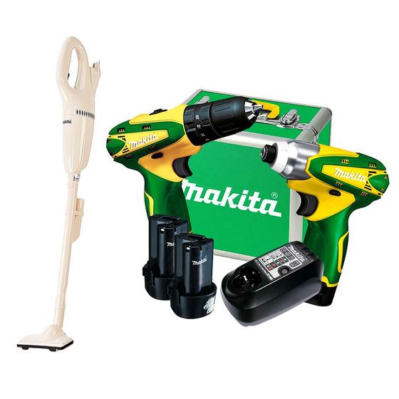 Kit Combo Furadeira e Parafusadeira à Bateria DK1493BR Makita e Aspirador de Pó Menor preço em Kit Combo Furadeira e Parafusadeira à Bateria DK1493BR Makita e Aspirador de Pó
