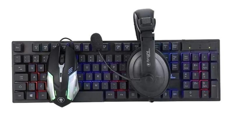 Imagem de Kit Combo Gamer Mouse Teclado E Headphone C/ Fio Bright 0543