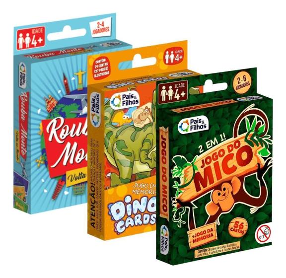 Imagem de Kit Combo Jogo Do Mico Rouba Monte E Memória Dino Cards