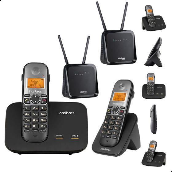 Imagem de Kit Combo Mini Central PABX Telefone Sem Fio TS 5150 com 1 Ramal Intelbras Com Entrada Para 2 Chips 4g Celular Dual Sim Chip