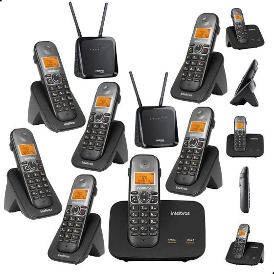 Imagem de Kit Combo Mini Central PABX Telefone Sem Fio TS 5150 com 6 Ramal Intelbras Com Entrada Para 2 Chips 4g Celular Dual Sim Chip
