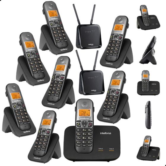 Imagem de Kit Combo Mini Central PABX Telefone Sem Fio TS 5150 com 7 Ramal Intelbras Com Entrada Para 2 Chips 4g Celular Dual Sim Chip