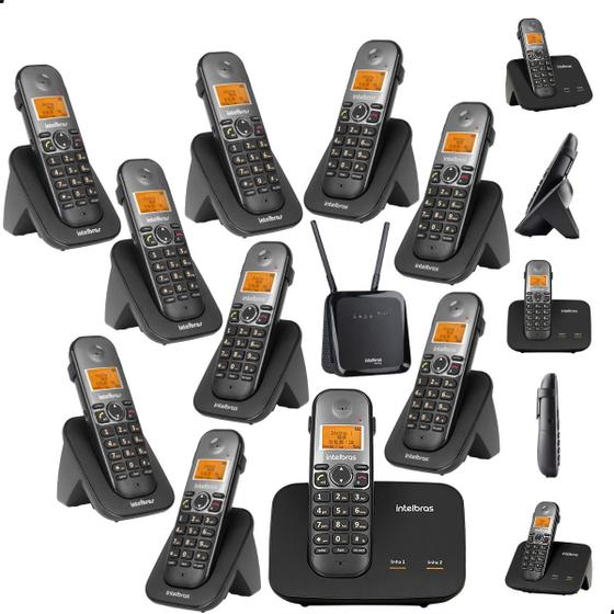 Imagem de Kit Combo Mini Central PABX Telefone Sem Fio TS 5150 com 9 Ramal Intelbras Com 1 Entrada Para Chip 4g Celular e 1 Entrada para linha Fixa