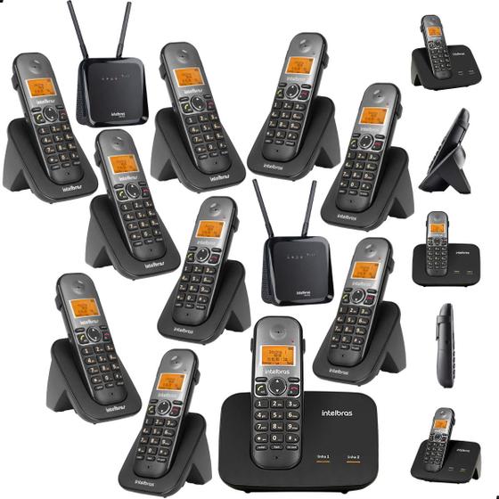 Imagem de Kit Combo Mini Central PABX Telefone Sem Fio TS 5150 com 9 Ramal Intelbras Com Entrada Para 2 Chips 4g Celular Dual Sim Chip
